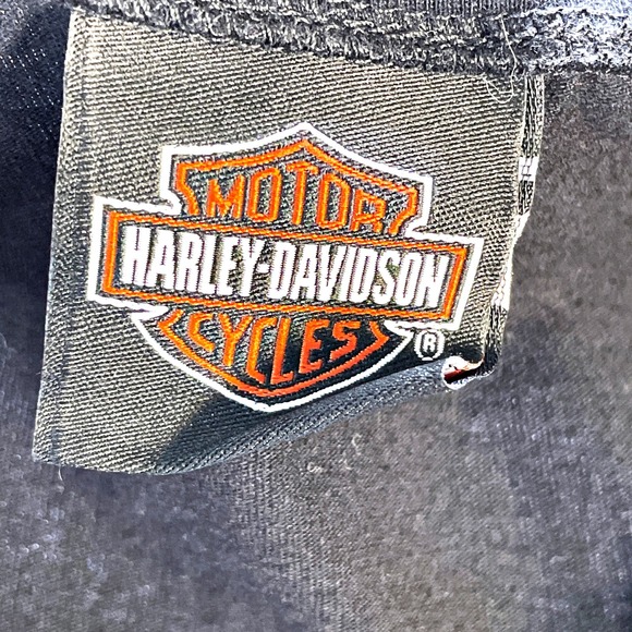 Harley Davidson Motorcycle American Flag Bling V-Neck T-shirt LG Laconia NH - Picture 4 of 4